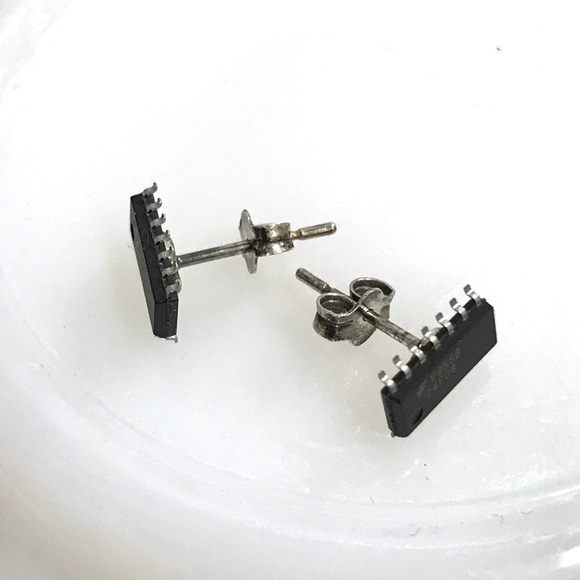 Computer Chip Earrings - Picture 2 of 4